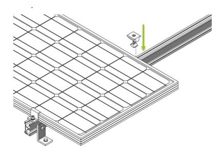 Solar panel mounting brackets for mounting to flat surfaces such as a roof or wall.